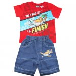 Boys PLANES CARS summer red top with denim shorts