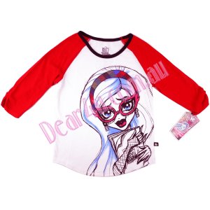 Girls Monster High tee with three-quarter sleeve - red