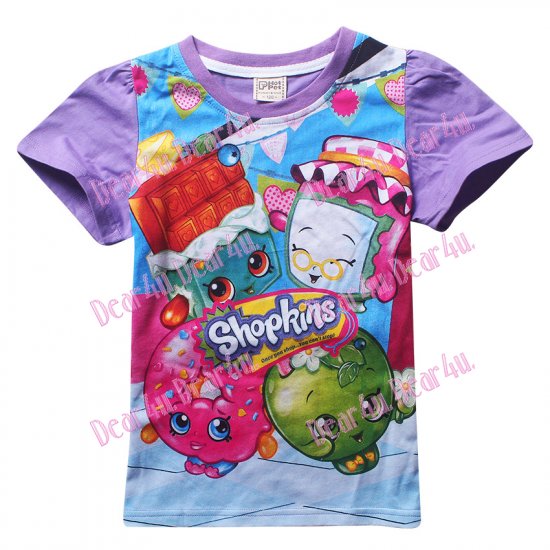Girls Shopkins cotton t-shirt - purple - Click Image to Close