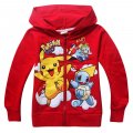 Boys Pokemon GO red cotton thin jacket with zip and hoodie