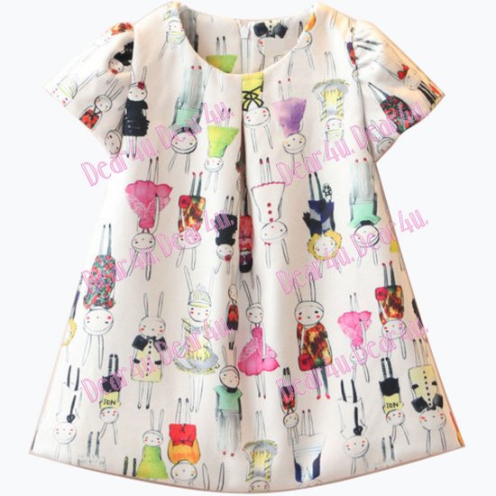 Girls stylish Rabbit party princess spring autumn dress - Click Image to Close