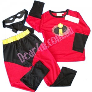 The INCREDIBLES boy Costume party dress up with Mask 3pcs