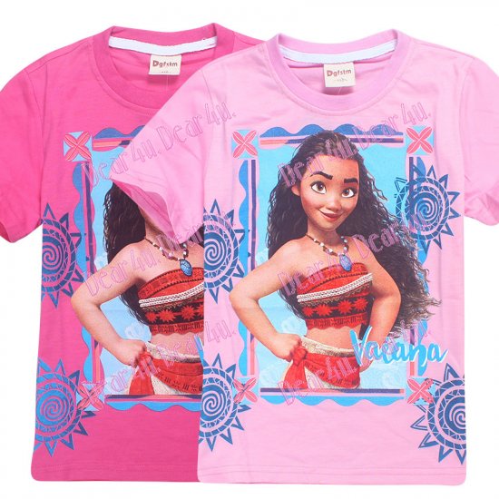 Girls MOANA short sleeve tee t-shirt - hot pink - Click Image to Close