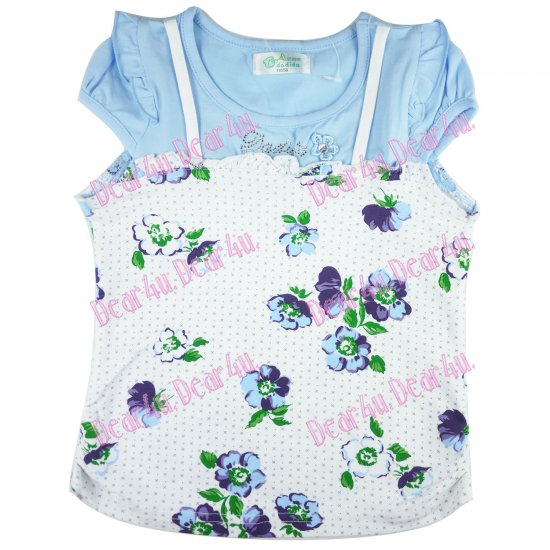 Girls dadida floral top pink or blue - Click Image to Close