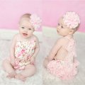 Baby Girls Floral Rompers Lace belt backless Cute Romper