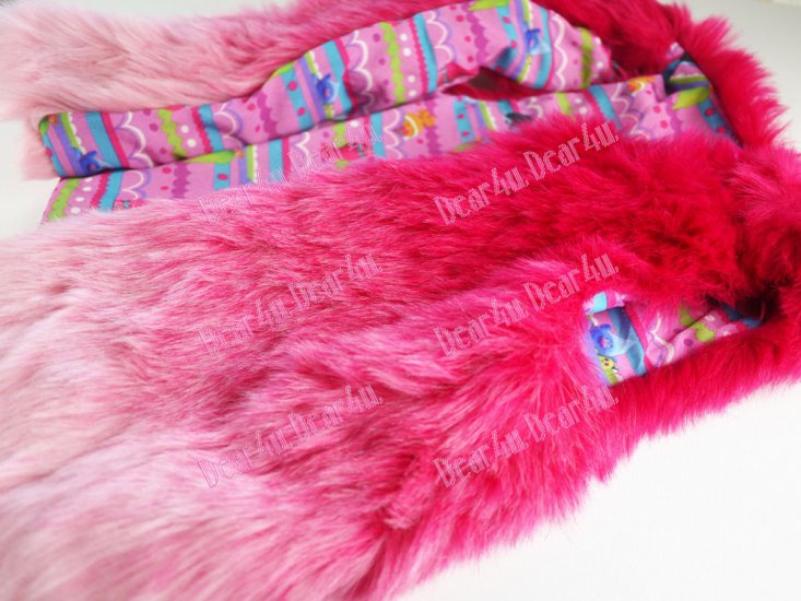 Girls Trolls fur vest outwear - Click Image to Close