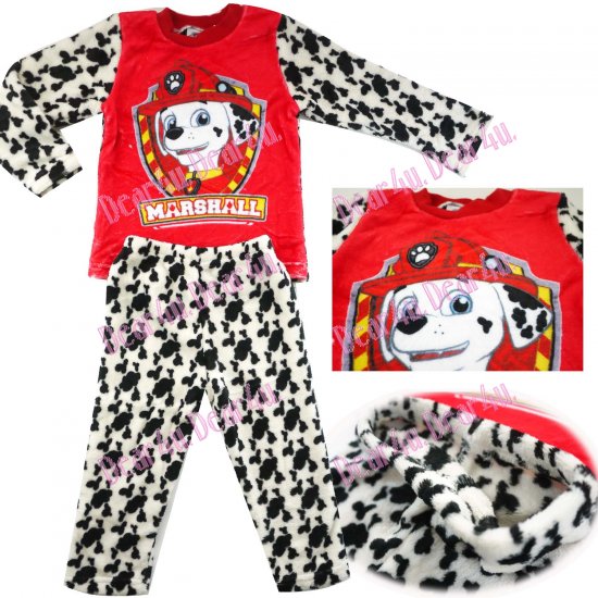 Boys girls 2pcs mink fleece pyjama pjs - Paw patrol red - Click Image to Close