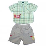 Boys Winnie the Pooh green check shirt with pants set