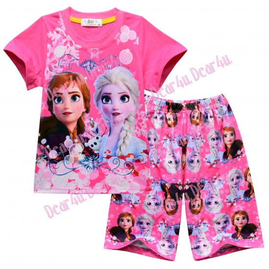 baby Girls Frozen short sleeve set pjs set - Click Image to Close