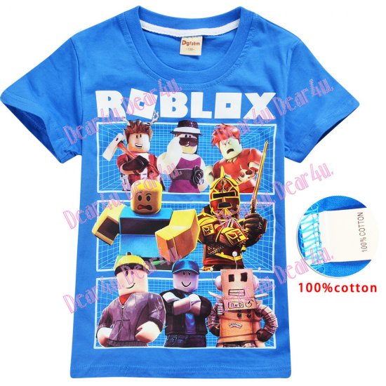Boys ROBLOX 100% cotton T-shirt - blue - Click Image to Close