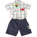 Boys Elmo green check shirt with pants set