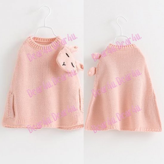 Girls Knitting Capes Poncho Sweaters Rabbit Stylish Batwing tops - Click Image to Close