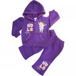 Girls DORA Ho La Hoodie stripe Tracksuit zip outfit - purple