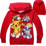 Boys Pokemon GO red cotton thin jacket with zip and hoodie