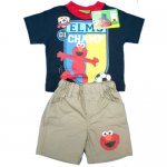 Boys Elmo dark elmo t-shirt with Khaki pants 2pcs set