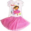 Girls DORA summer outfit white top and skirt "imagine"- Pink