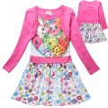 Girls long sleeve 100% cotton dress - shopkins pink