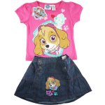 Girls Paw Patrol rescue marshall tee with denim skirt -pink