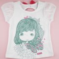 Girls print tee with back 3d bow