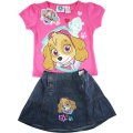 Girls Paw Patrol rescue marshall tee with denim skirt -pink