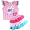 Girls summer Giggle and Hoot pink top and 3 layers skirt