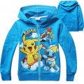 Boys Pokemon blue cotton thin jacket with zip and hoodie