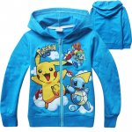 Boys Pokemon blue cotton thin jacket with zip and hoodie