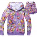 Girls cotton thin hoodie jacket - shopkins purple